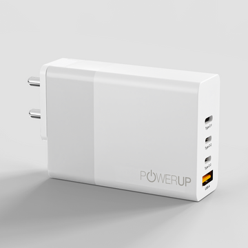 POWERUP Max Charge 120W 3 PD Type C + USB QC 3.0 GaN Wall Charger - White
