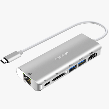 POWERUP Elite Plus 6IN1 Type C USB Hub Multi-Functional - Gunmetal
