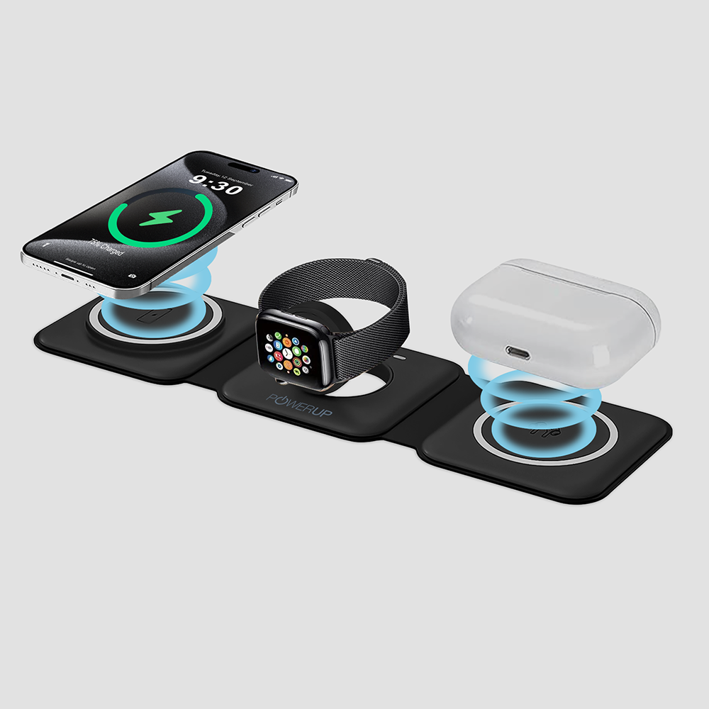 POWERUP 3IN1 Flat Wireless Charger for iPhone | AirPods | Watch