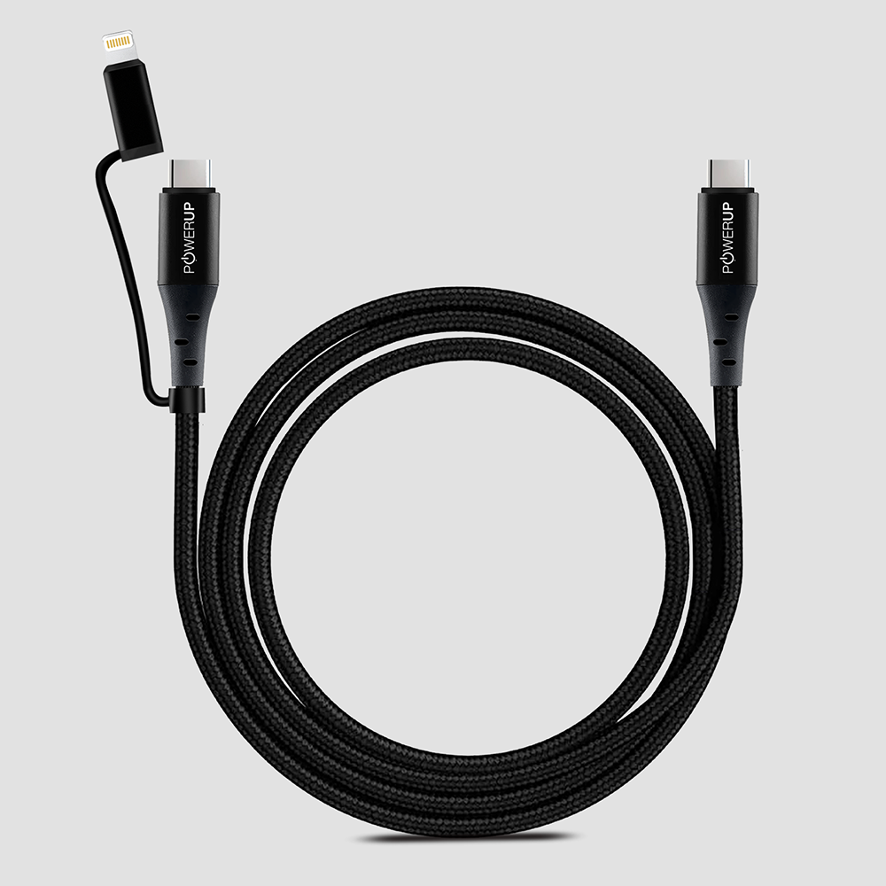 POWERUP 2IN1 Cable Type C to Type C | Lightning 1.5 Mtr