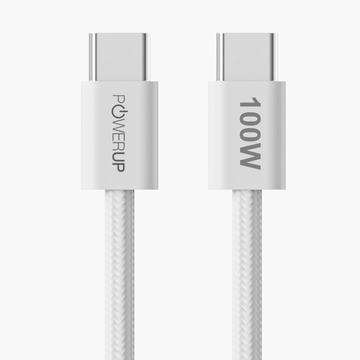 POWERUP 100W Type C to Type C Cable 1 Mtr / 100 cm - White