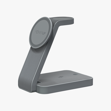 POWERUP 3IN1 23W Foldable Travel MagSafe Wireless Charger with Nightlight for iPhone | AirPods | Watch - Grey