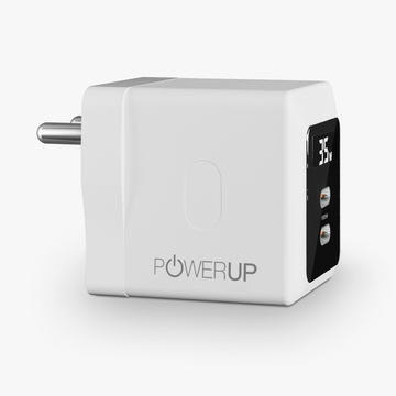 POWERUP Turbo 35W Dual Type C PD with Display GaN Wall Charger - White