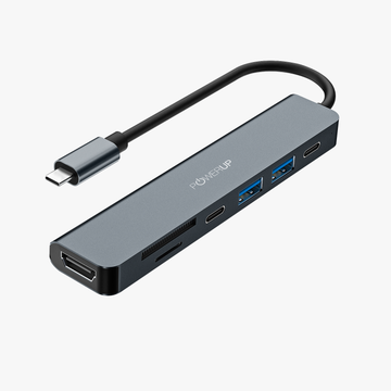 POWERUP 7IN1 Multi-Functional USB Type C Hub - Gunmetal