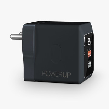 POWERUP Turbo 35W Type C PD + USB QC 3.0 with Display GaN Wall Charger - Black