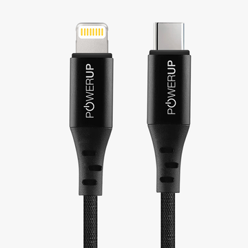 POWERUP Type C to Lightning Cable 1.5 Mtr / 150 cm - Black