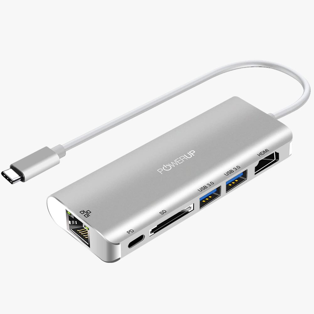 POWERUP Elite Plus 6IN1 Type C USB Hub Multi-Functional - Gunmetal
