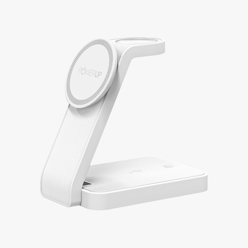 POWERUP 3IN1 23W Foldable Travel MagSafe Wireless Charger with Nightlight for iPhone | AirPods | Watch - White