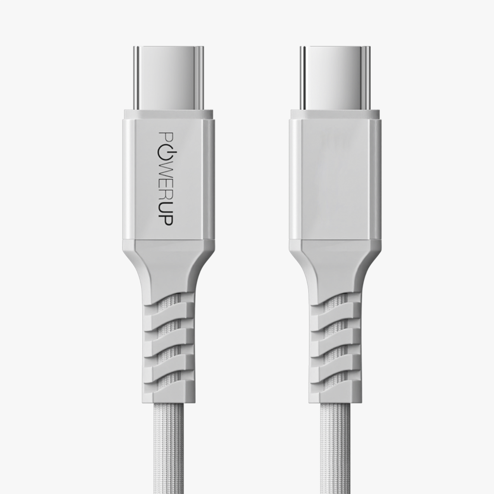 POWERUP Max Charge 60W Type C to Type C Magnetic Cable 1.5 Mtr / 150 cm - White