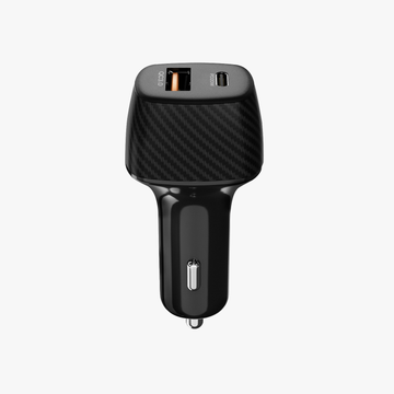 POWERUP Carbon 38W PD Type C & USB QC 3.0 Car Charger 3Amp - Black