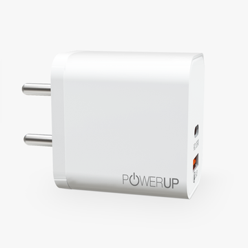 POWERUP Max Charge 35W Type C PD + USB QC 3.0 GaN Wall Charger - White