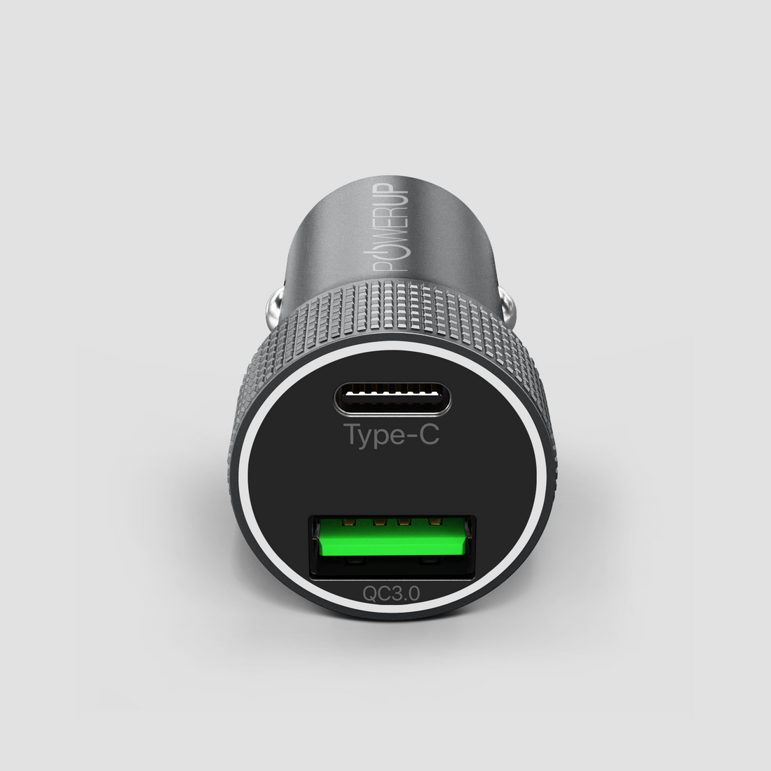 POWERUP 38W PD Type C & USB QC 3.0 Quick Charging Car Charger 3Amp - Black