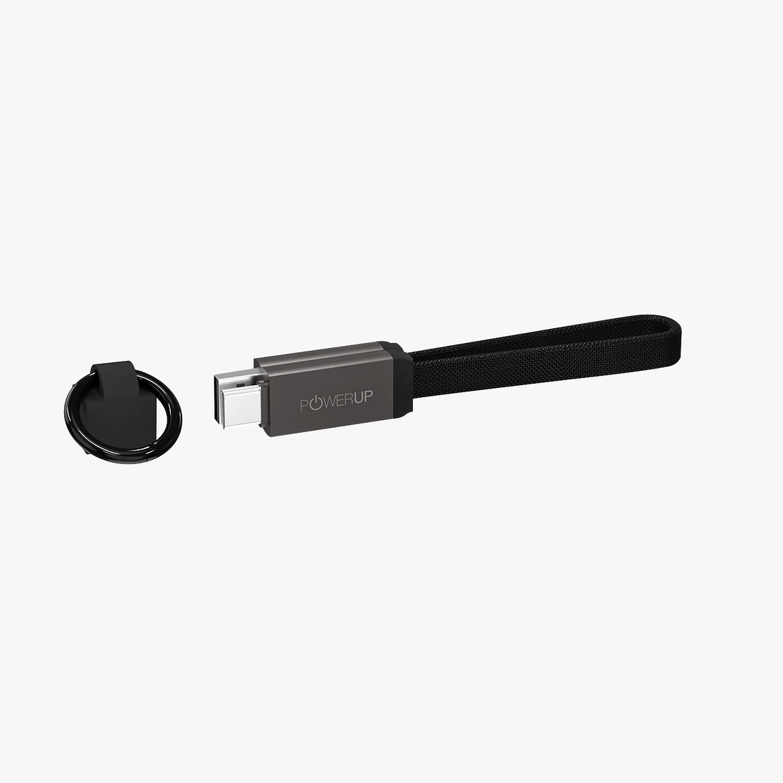 POWERUP Keyring 2IN1 Zinc Alloy Magnetic Cable USB A | Type C to Type C 22 cm - Black