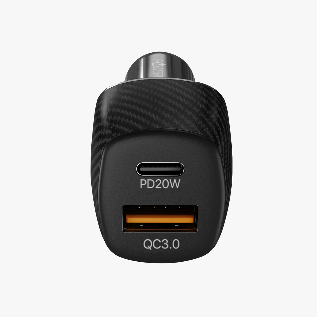POWERUP Carbon 38W PD Type C & USB QC 3.0 Car Charger 3Amp - Black