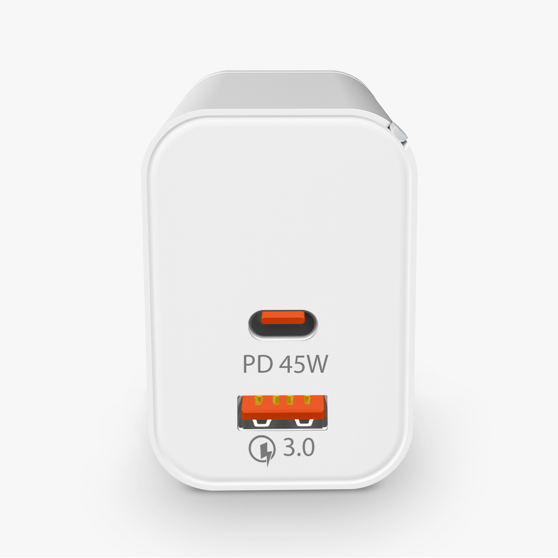 POWERUP Turbo 45W PD Type C + USB QC 3.0 GaN Wall Charger - White