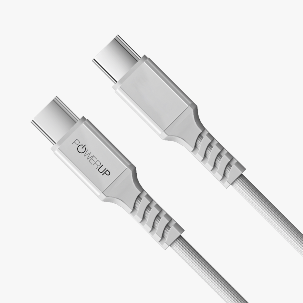 POWERUP Max Charge 60W Type C to Type C Magnetic Cable 1.5 Mtr / 150 cm - White