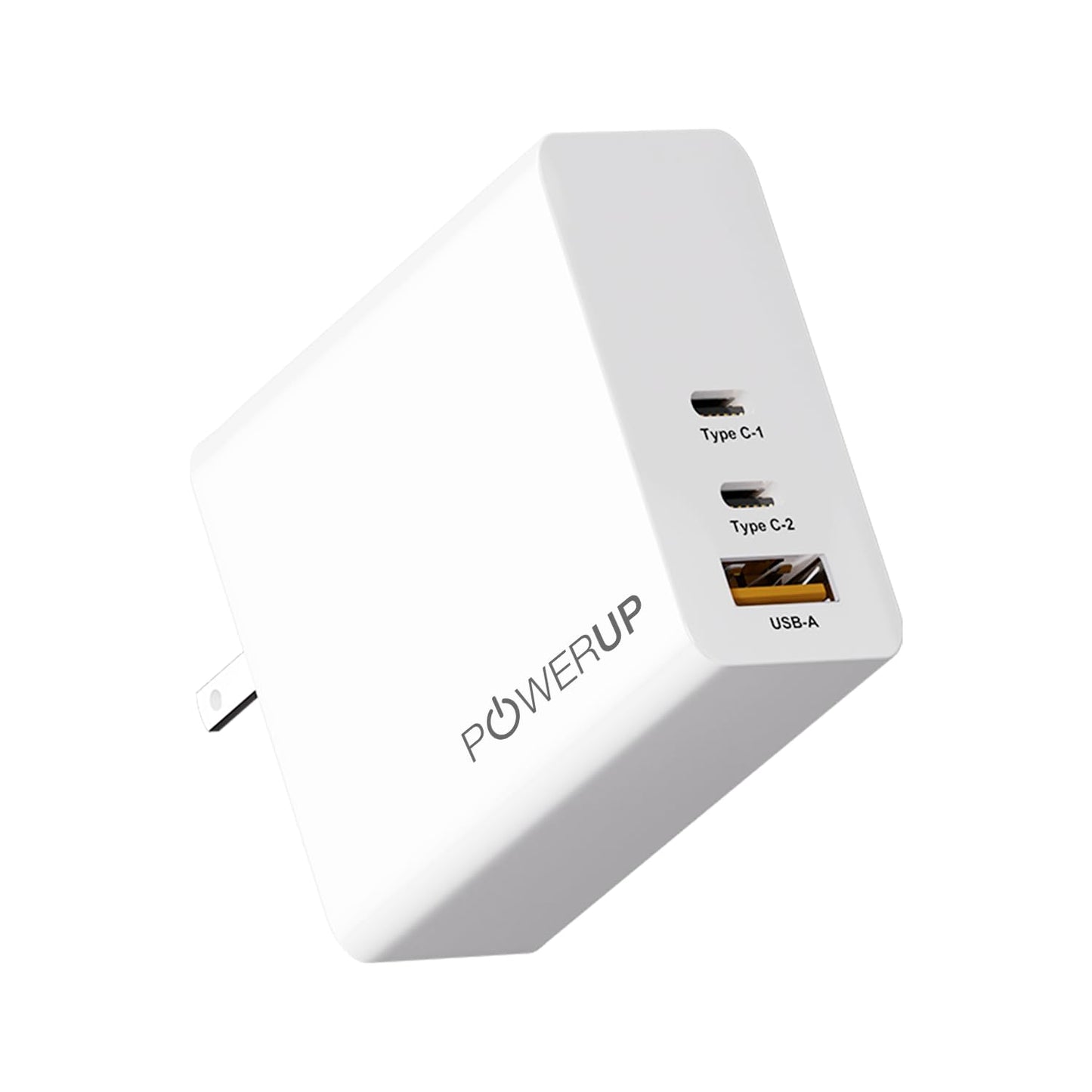 POWERUP Max Charge 65W Dual PD Type C + USB QC 3.0 GaN Wall Charger