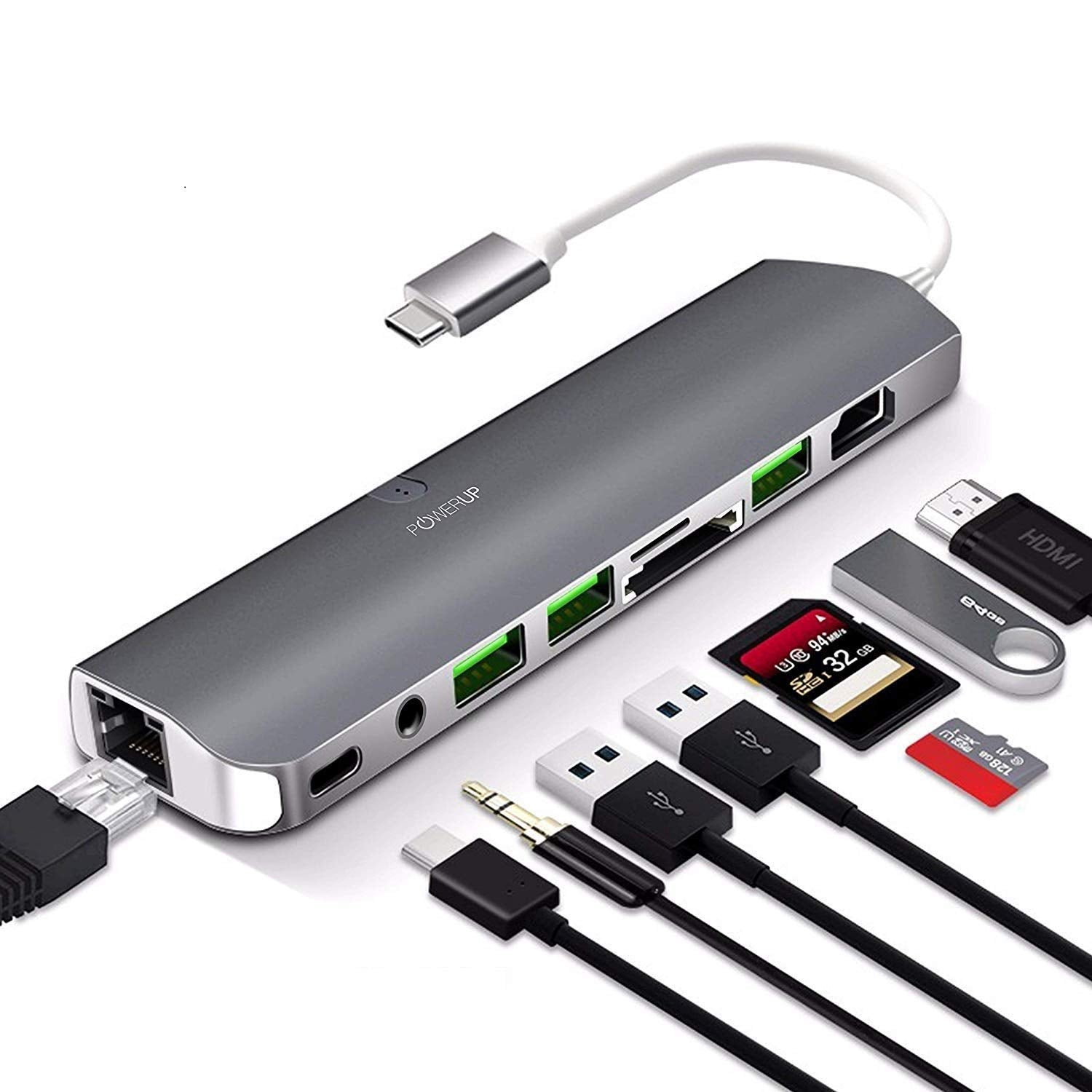 POWERUP 9IN1 Type C USB Hub Multi-Functional - Gunmetal