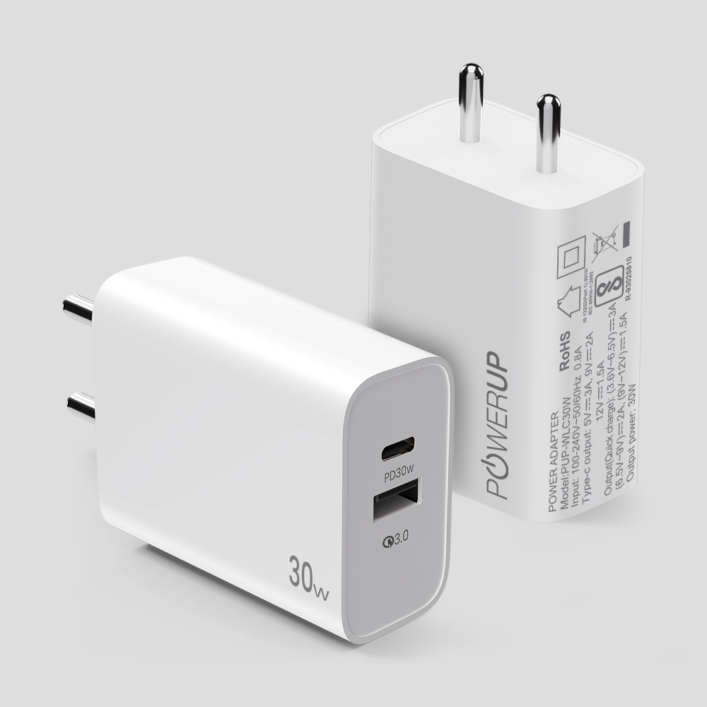 POWERUP 30W Type C PD + USB QC 3.0 Wall Charger