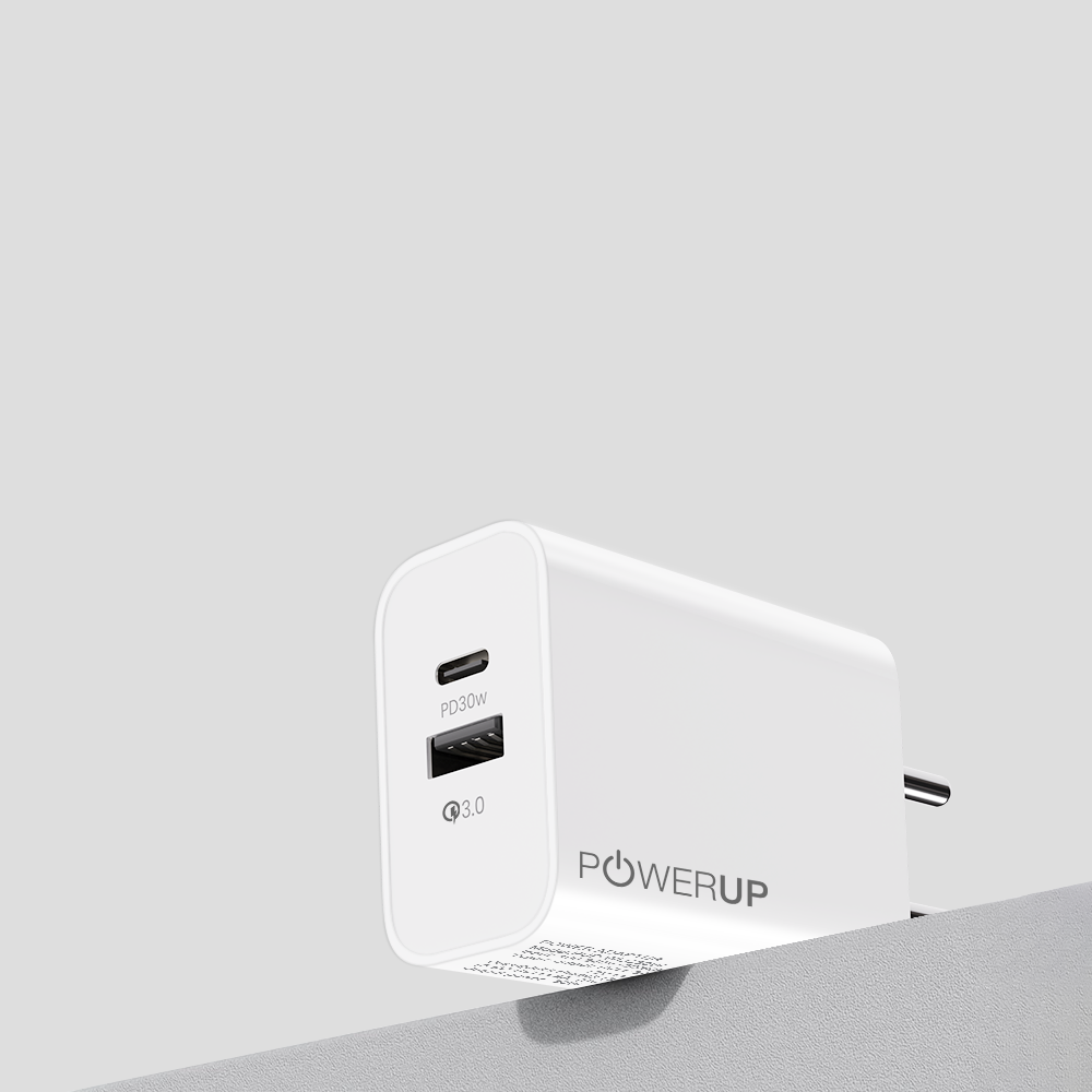 POWERUP 30W Type C PD + USB QC 3.0 Wall Charger